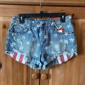 High Rise American Flag Denim Shorts